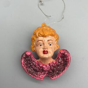 Vintage Mid Century Angel Ornament Mica Pink Kitsch West Germany